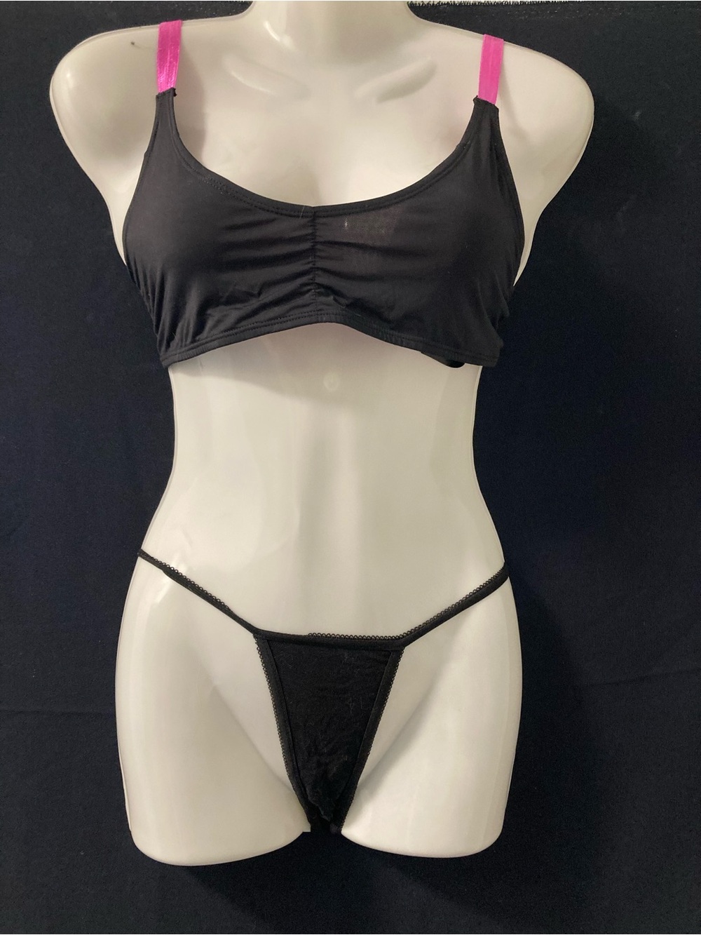 La Senza Black & Pink Strappy Bralette Medium Y2K